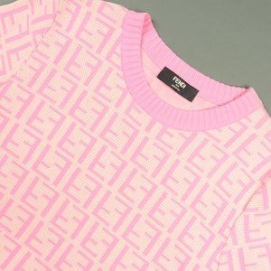Fendi | Sweaters | Fendi Pink Zucca Logo Short Sleeve Sweater | Poshmark
